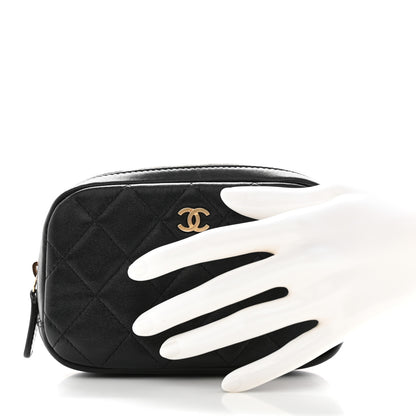 Chanel Lambskin Quilted Small Curvy Pouch Cosmetic Case Black 2 of 9