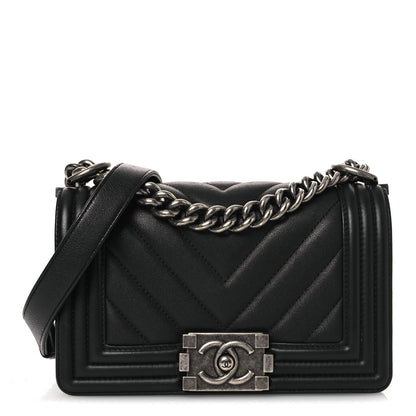 Chanel Lambskin Chevron Quilted Small Boy Flap Black 1 of 10
