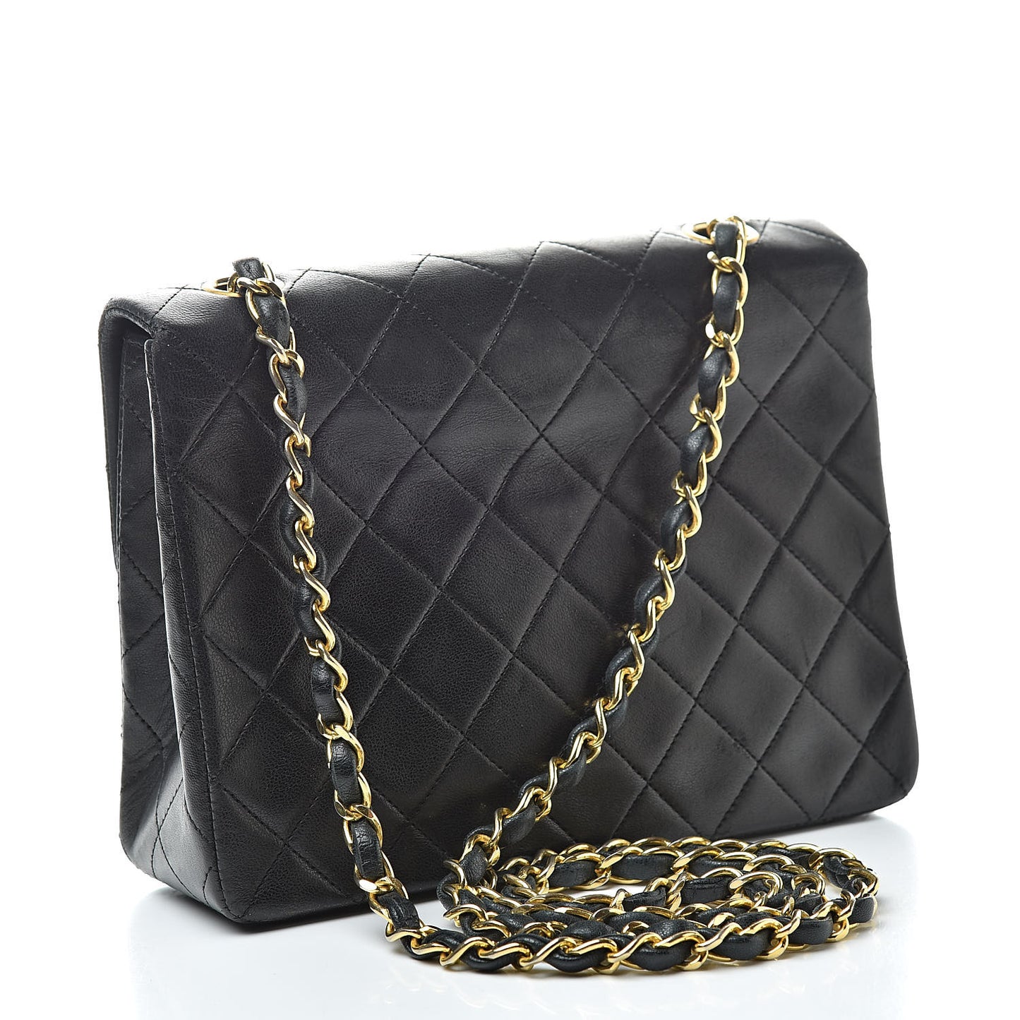 Lambskin Quilted Mini Square Flap Bag Black