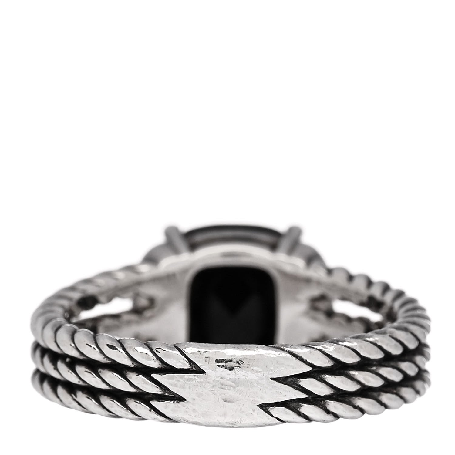 David Yurman Sterling Silver Diamond Black Onyx 10mm Petite Wheaton Ring 57 8 4 of 5