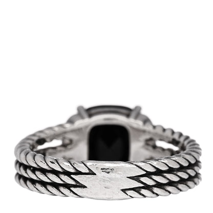 David Yurman Sterling Silver Diamond Black Onyx 10mm Petite Wheaton Ring 57 8 4 of 5