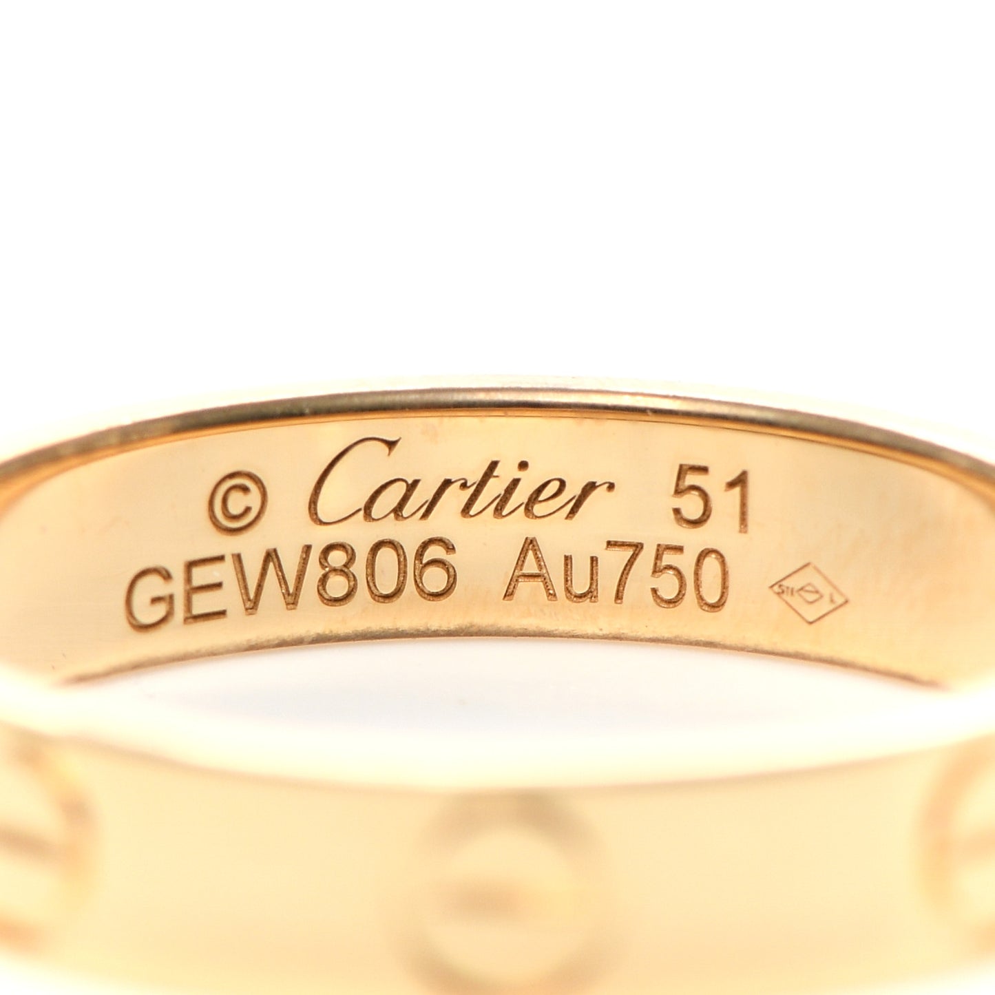 18K Yellow Gold 3.5mm LOVE Wedding Band Ring 51 5.75