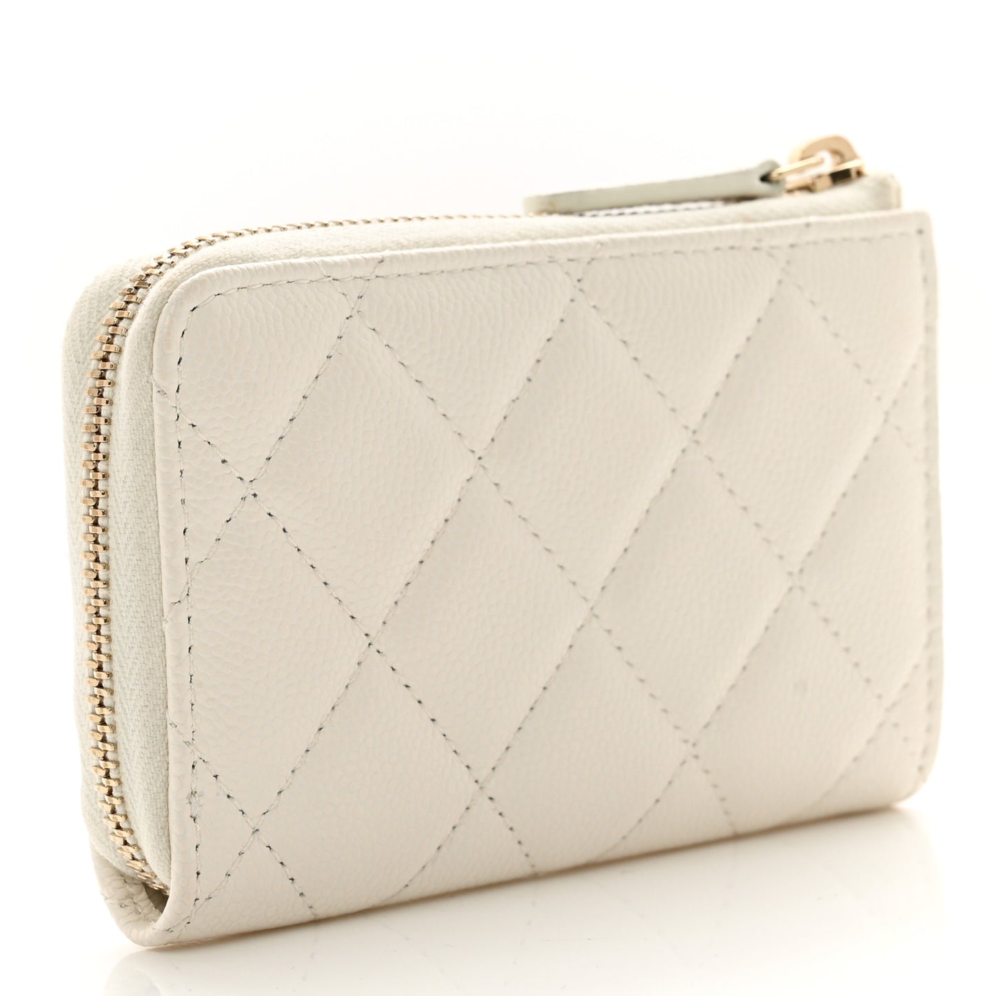Caviar Quilted Zipped Key Holder Case White