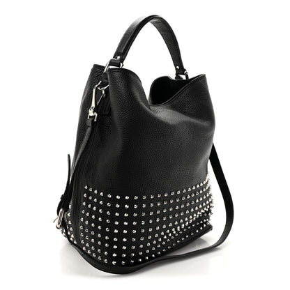 Burberry Calfskin Studded Medium Susanna Hobo Black 3 of 9