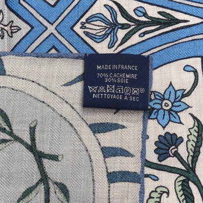 Hermes Cashmere Silk La Danse Des Amazones Shawl 140 Bleu Gris Vert 6 of 6