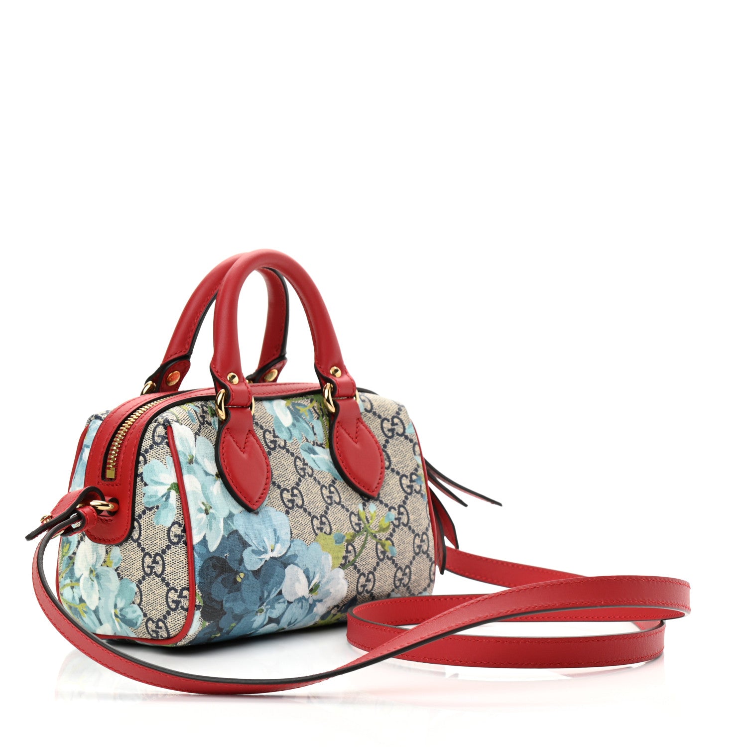 Gucci GG Supreme Monogram Blooms Mini Boston Navy Blue Hibiscus 3 of 11