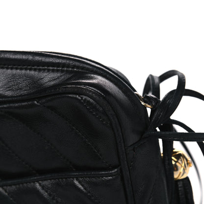 Chanel Lambskin Chevron Quilted Tassel Camera Case Black 6 of 13