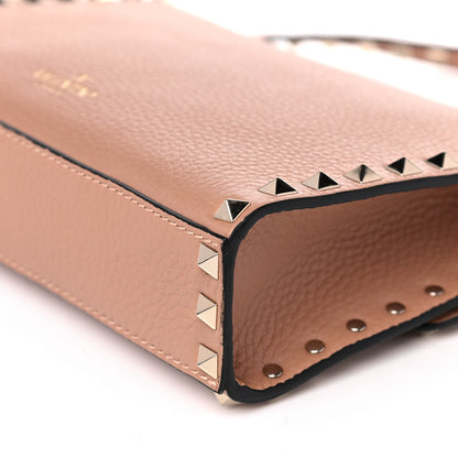 Valentino Garavani Pebbled Calfskin Medium Rockstud Flip Lock Crossbody Bag Skin Sorbet 7 of 12