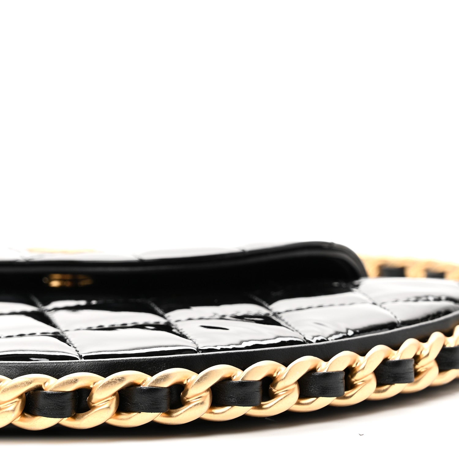 Chanel Patent Calfskin Quilted Chain Hoop Bag Black 10 of 10