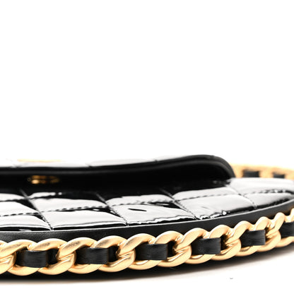Chanel Patent Calfskin Quilted Chain Hoop Bag Black 10 of 10