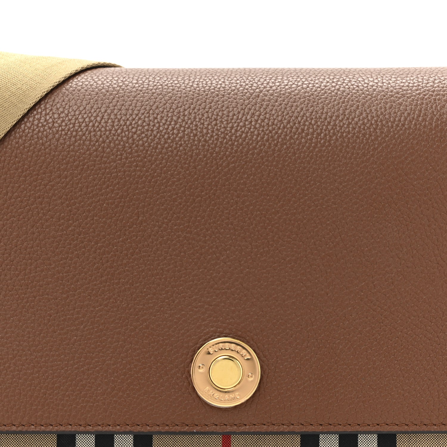 Burberry Calfskin Vintage Check Note Crossbody Bag Tan 7 of 13
