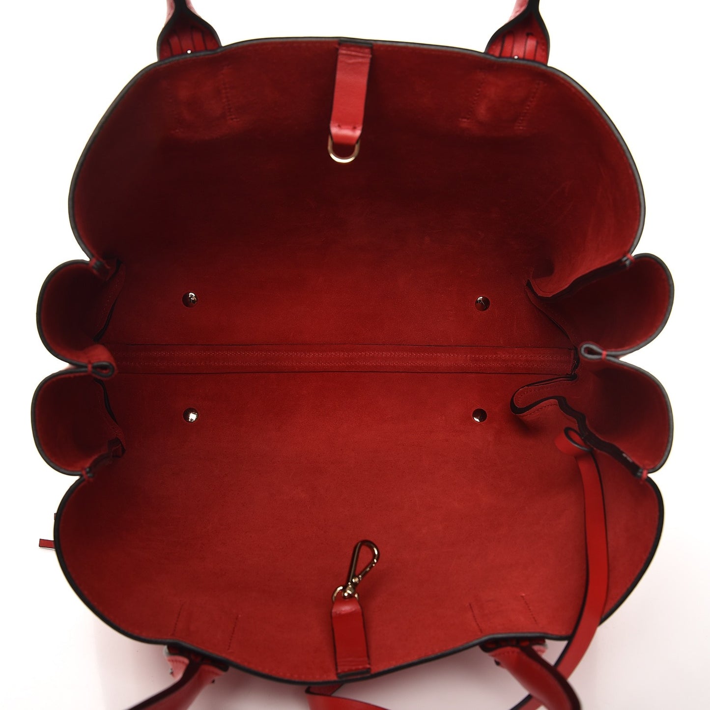 Smooth Calfskin Small Fringe Shopper Tote Red