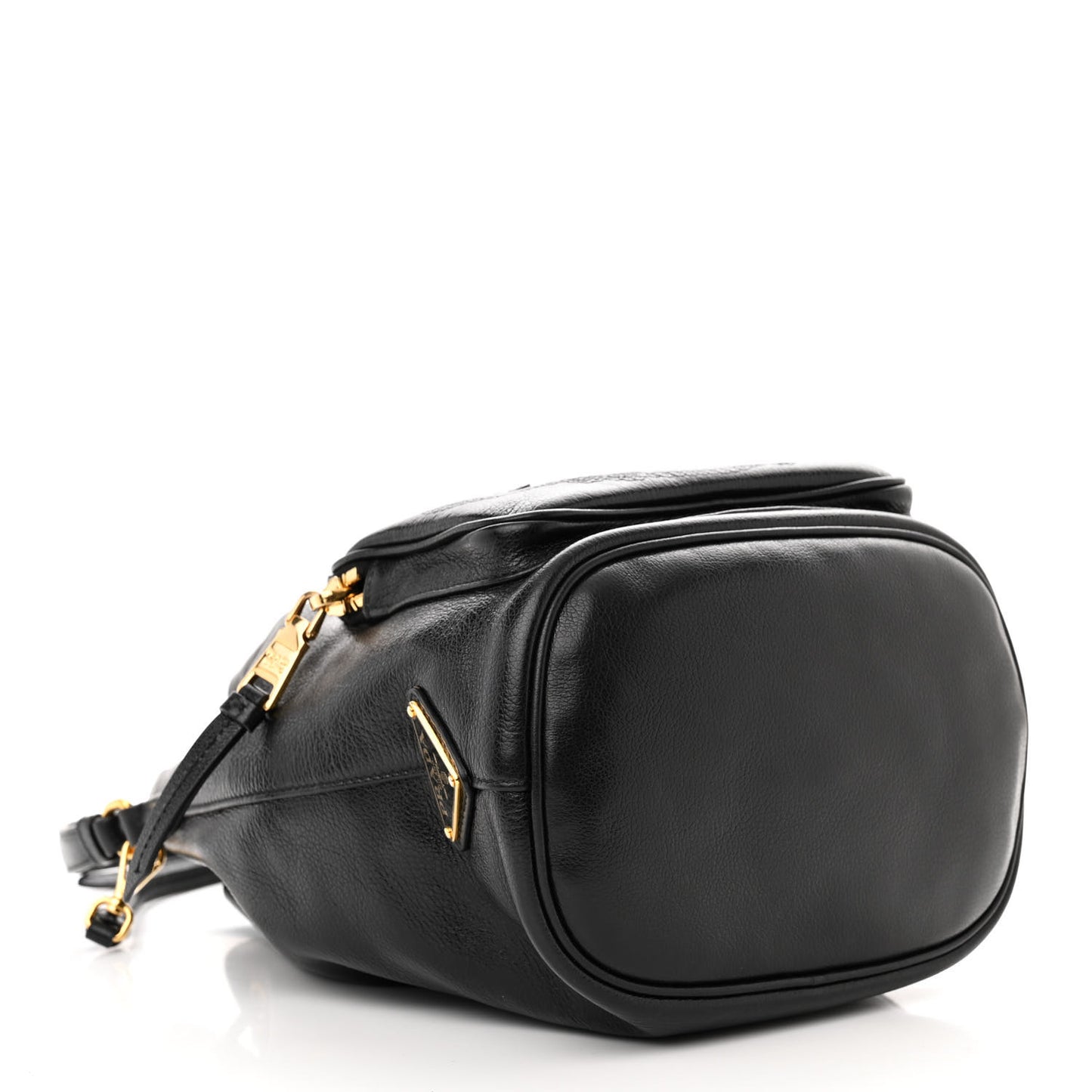 Glace Calfskin Embossed Secchiello Bucket Bag Black