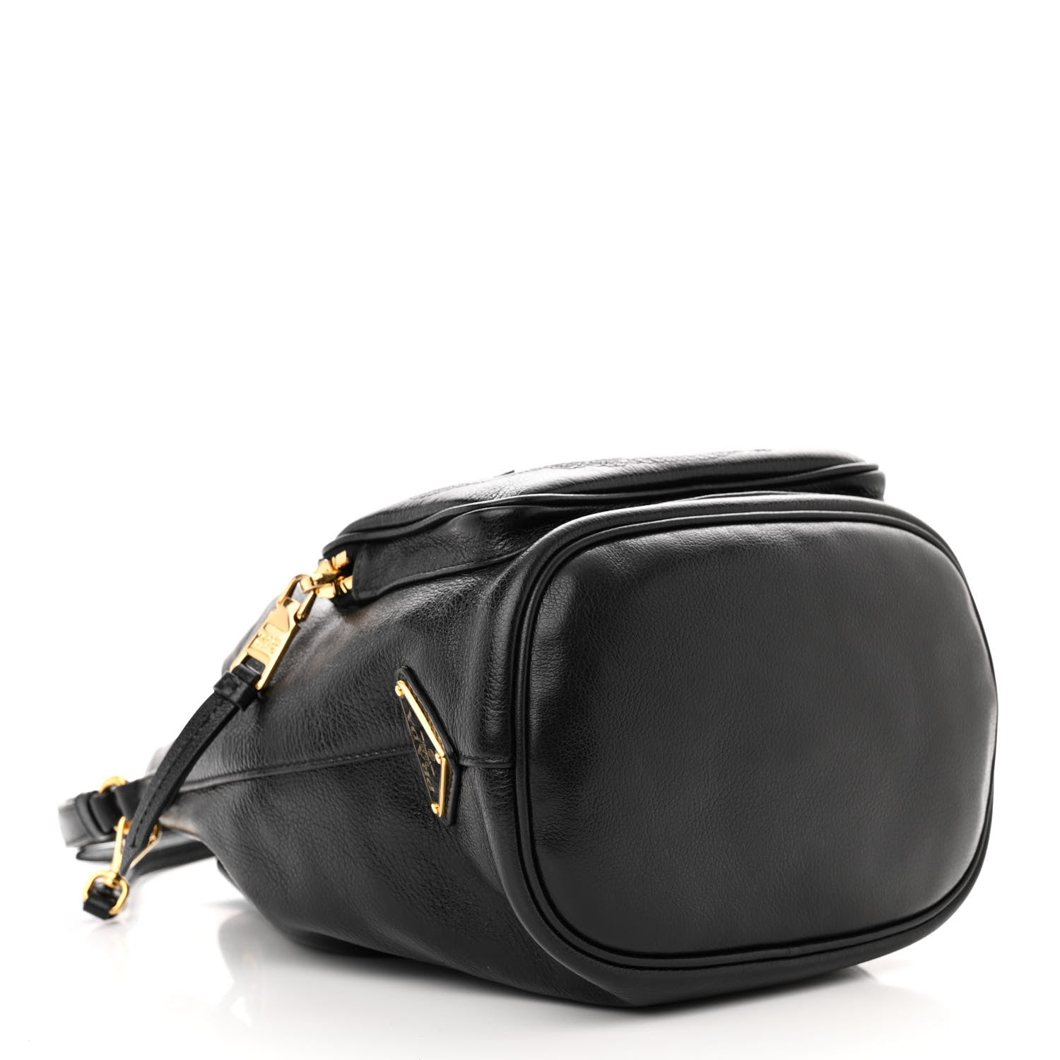 Prada Glace Calfskin Embossed Secchiello Bucket Bag Black 4 of 9
