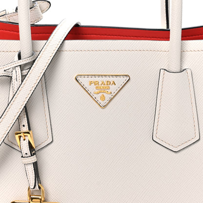 Prada Saffiano Cuir Small Double Bag Talco Lacca 7 of 9