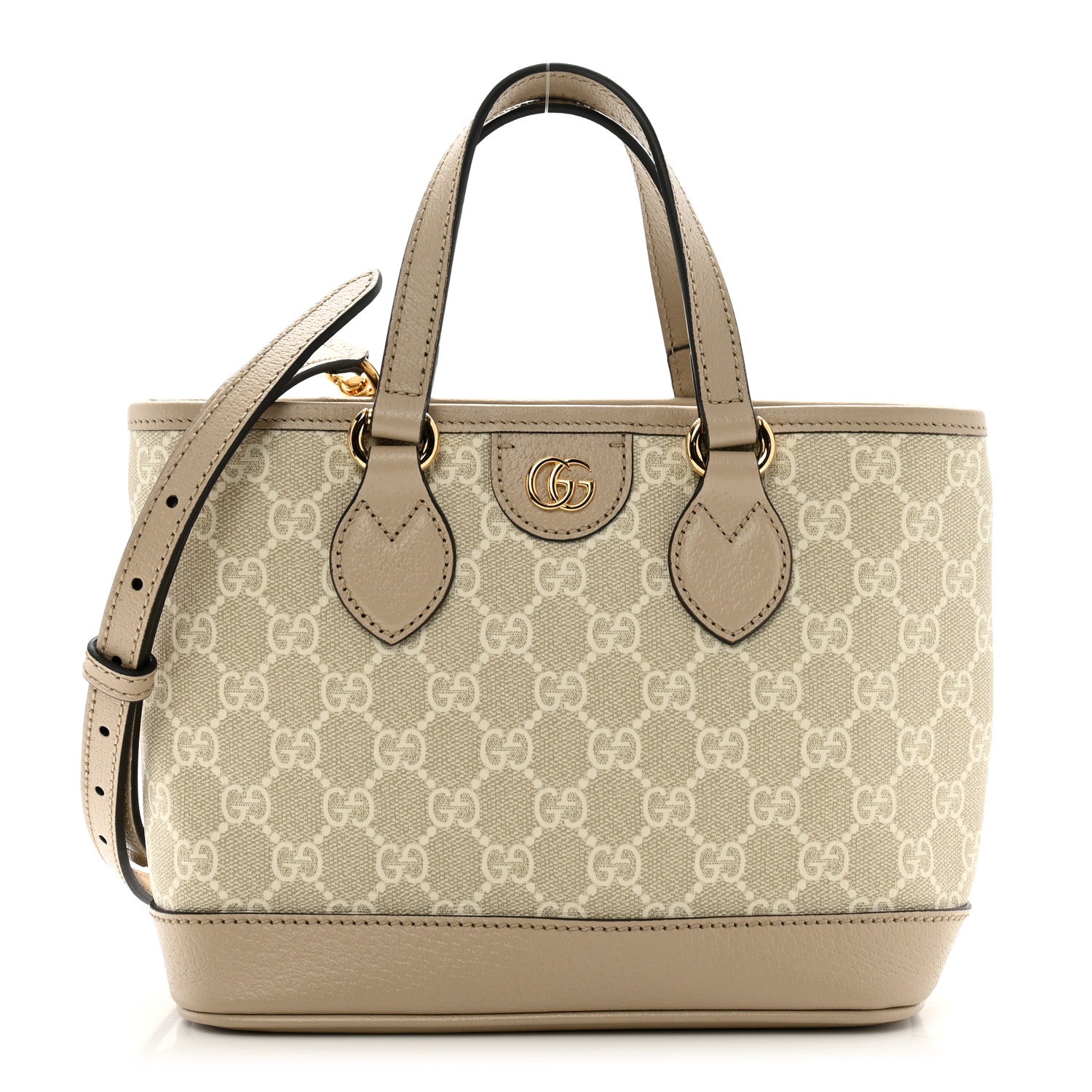 Gucci GG Supreme Monogram Textured Dollar Calfskin Mini Ophidia Shoulder Tote Bag Bag Beige Mystic White Oatmeal 1 of 11