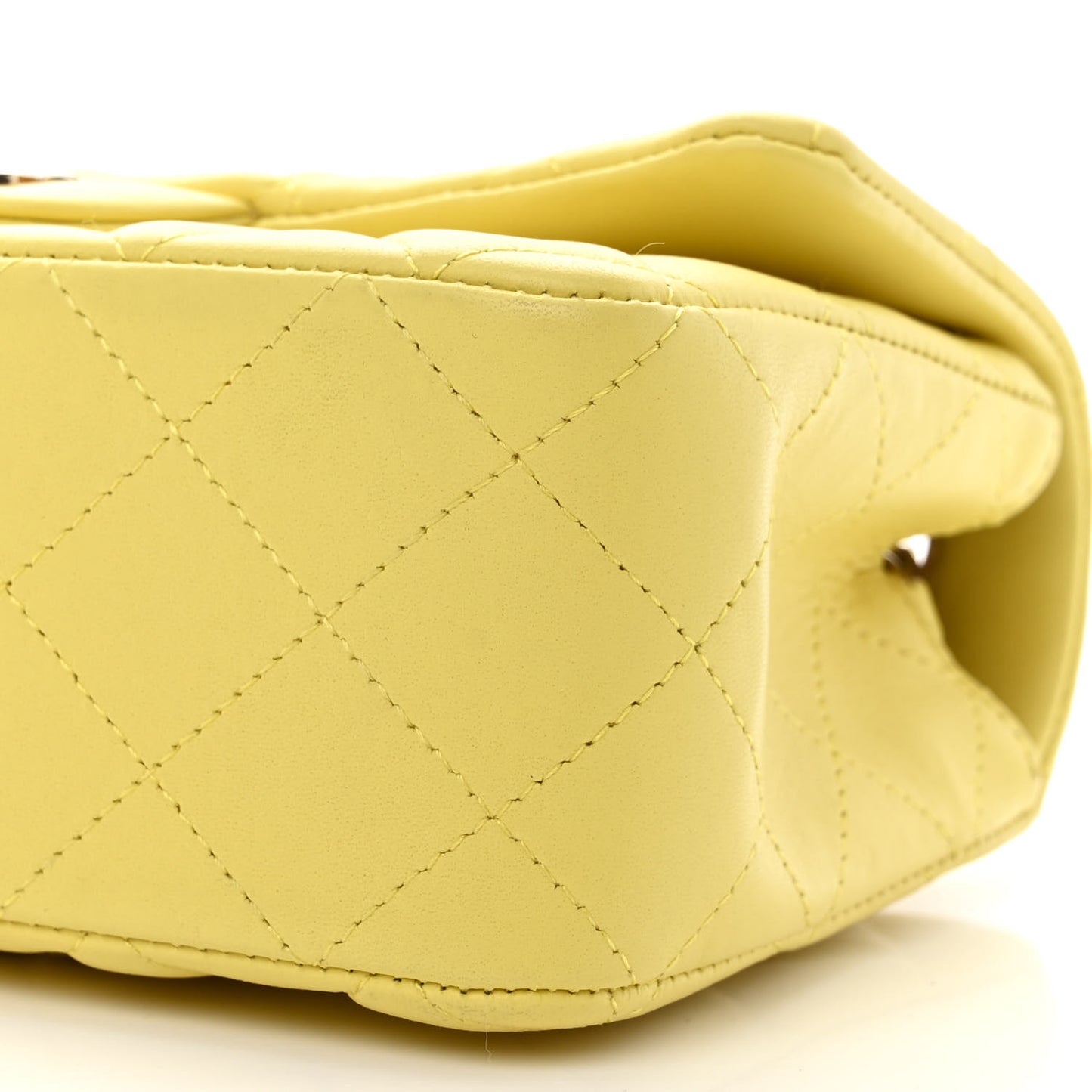 Lambskin Quilted Mini Rectangular Flap Light Yellow