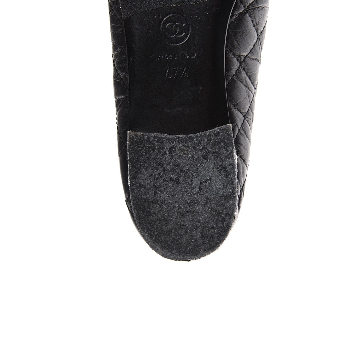 Chanel Aged Calfskin Quilted Cap Toe Ballerina Flats 37.5 Black 11 of 12