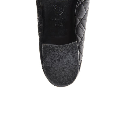 Chanel Aged Calfskin Quilted Cap Toe Ballerina Flats 37.5 Black 11 of 12