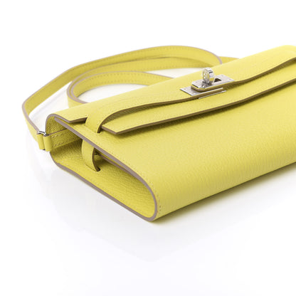 Hermes Chevre Mysore Kelly Wallet To Go Lime 5 of 9