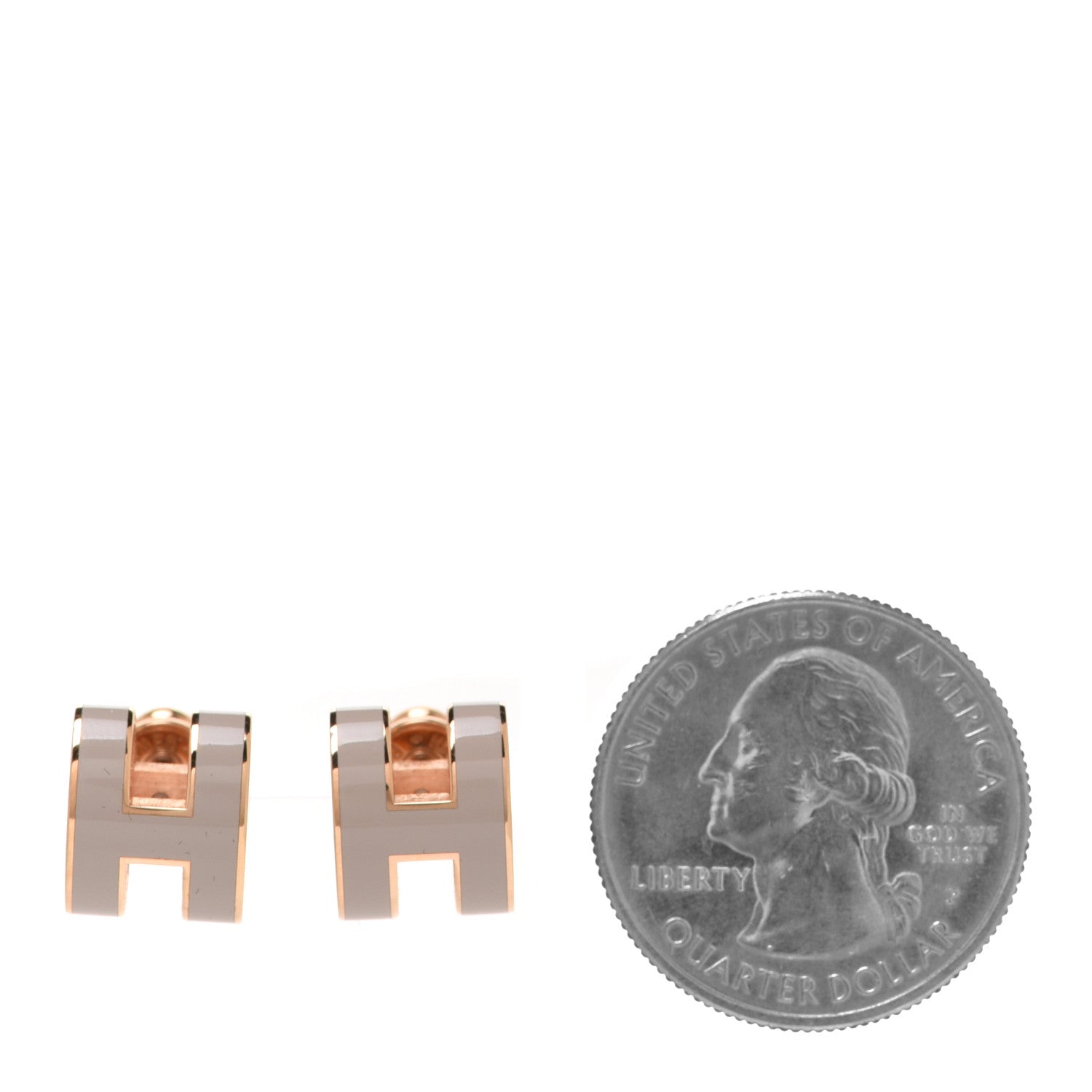Hermes Rose Gold Lacquered Pop H Earrings Marron Glace 2 of 6