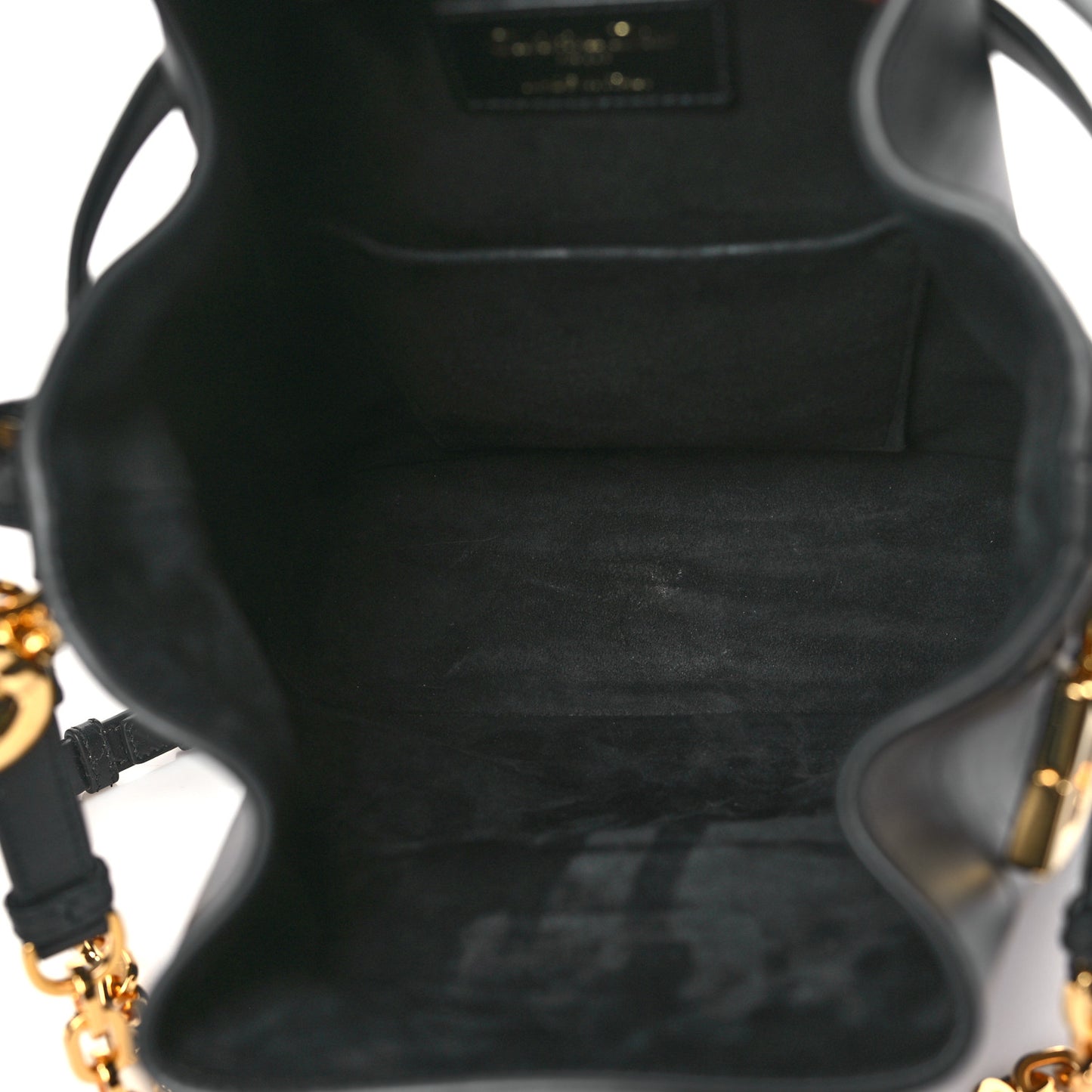 Calfskin CD Embossed Medium C'est Chain Bucket Bag Black