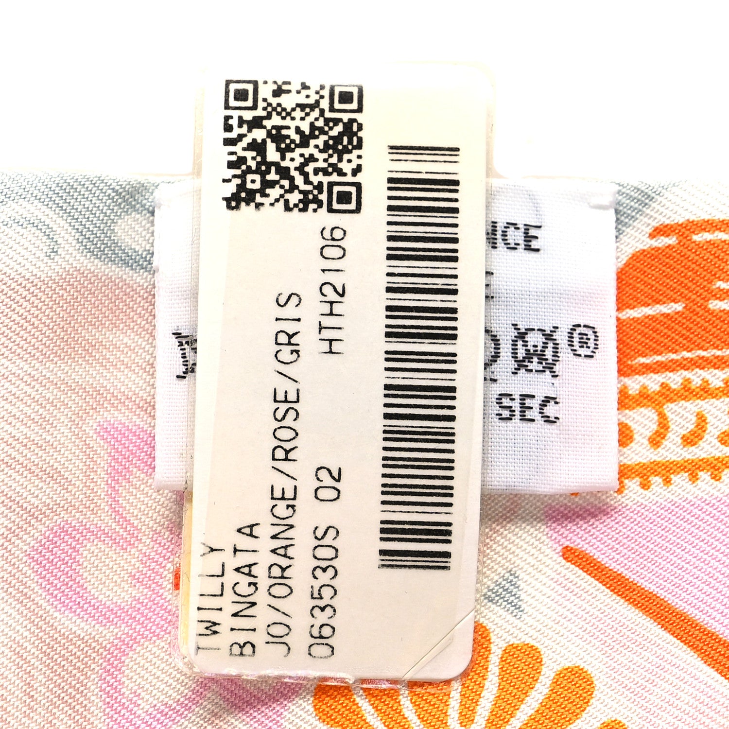 Hermes Silk Bingata Twilly Orange Rose Gris 3 of 4