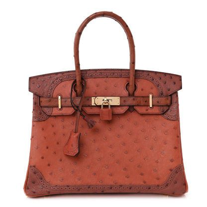 Hermes Ostrich Ghillies Birkin 30 Brique Rouge H 1 of 16