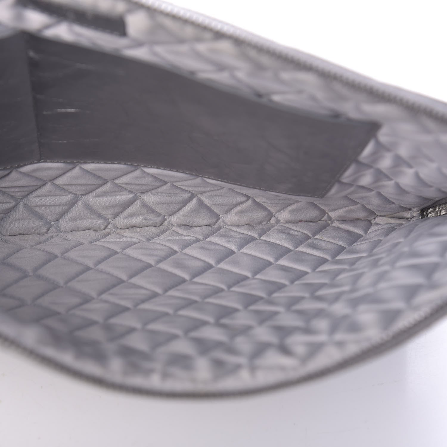 Chanel Metallic Crumpled Calfskin Quilted Large Slide Pouch Silver 4 of 10