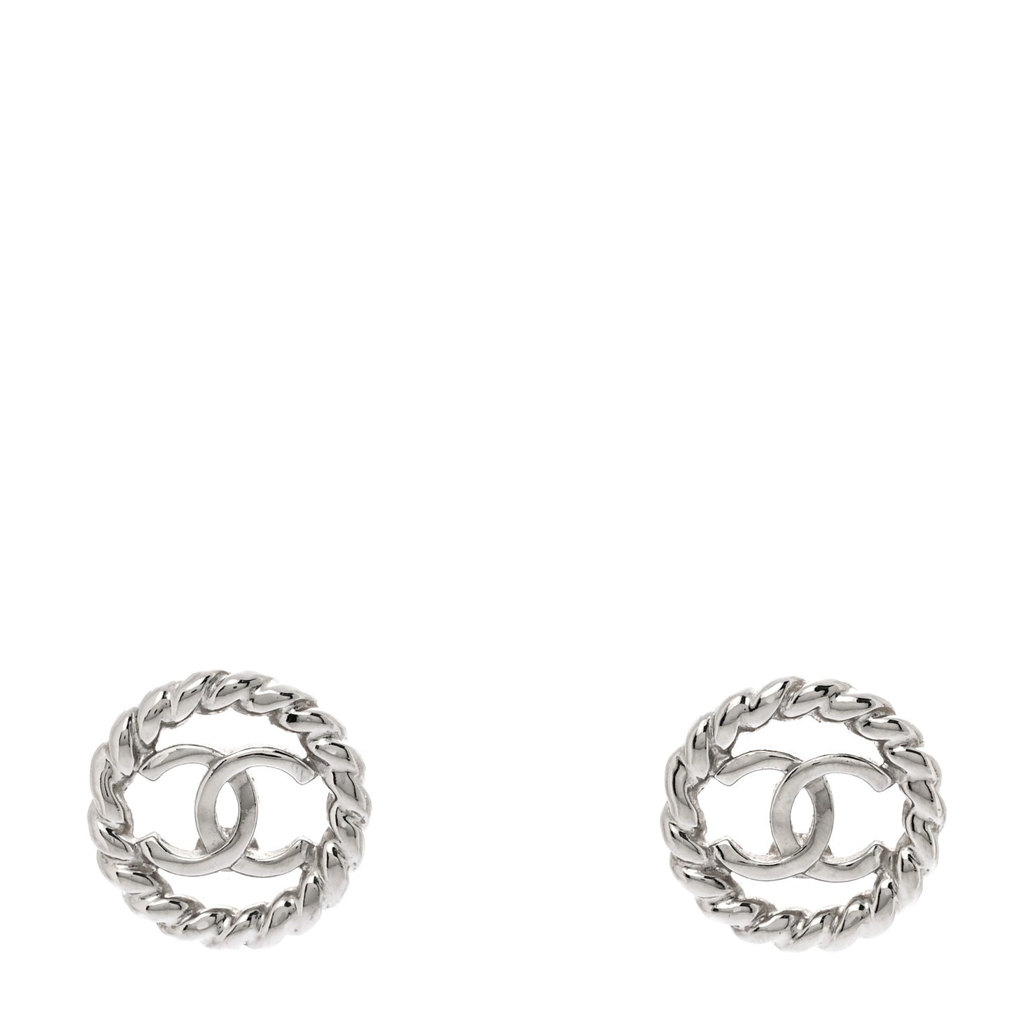 Twisted Round CC Earrings Silver