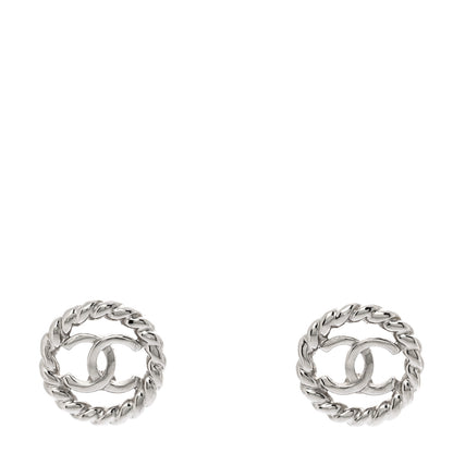 Chanel Twisted Round CC Earrings Silver 1 of 5