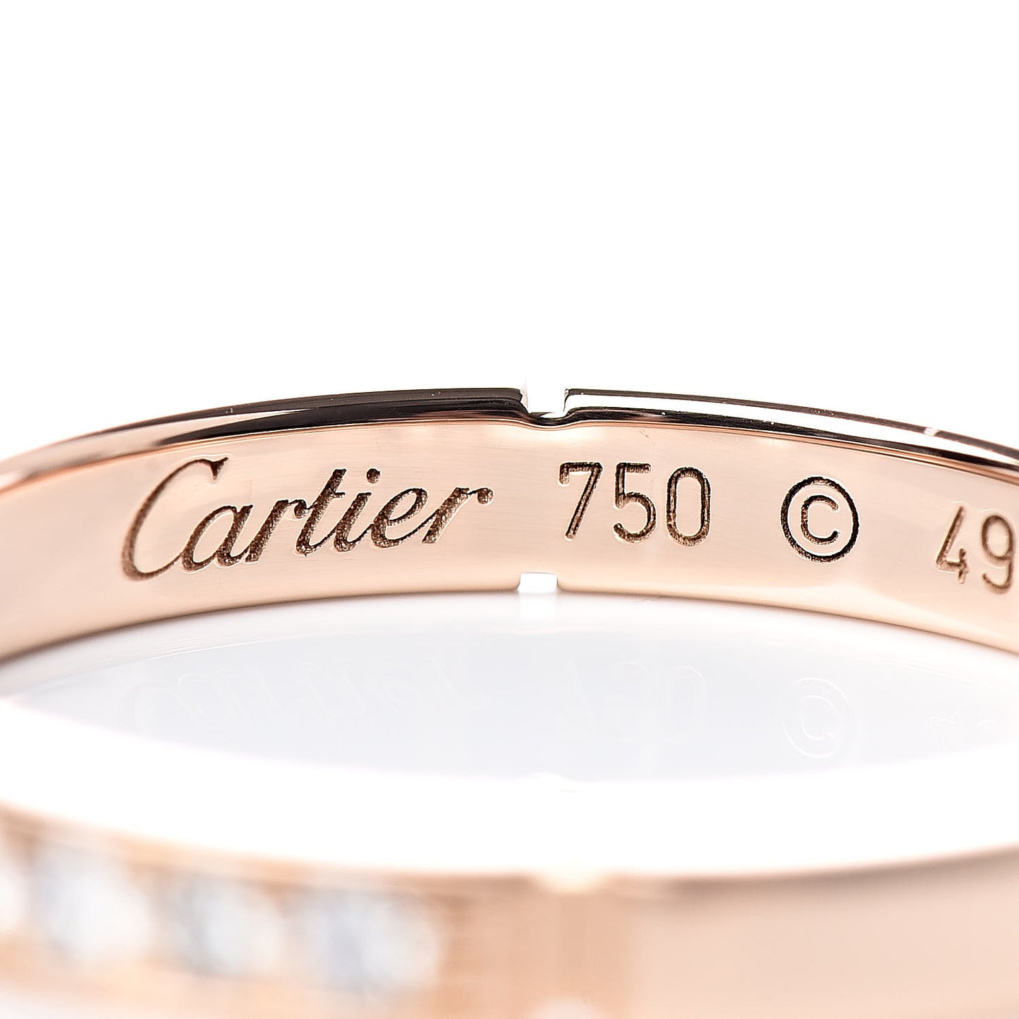 18K Pink Gold Diamond Maillon Panthere Wedding Band Ring 49 4.75