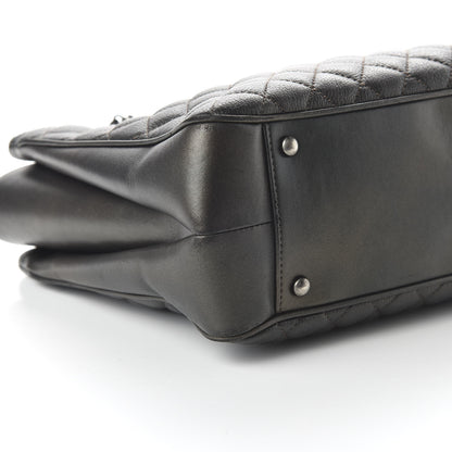 Chanel Metallic Goatskin Quilted Medium Rock In Rome Tote Charcoal 6 of 11