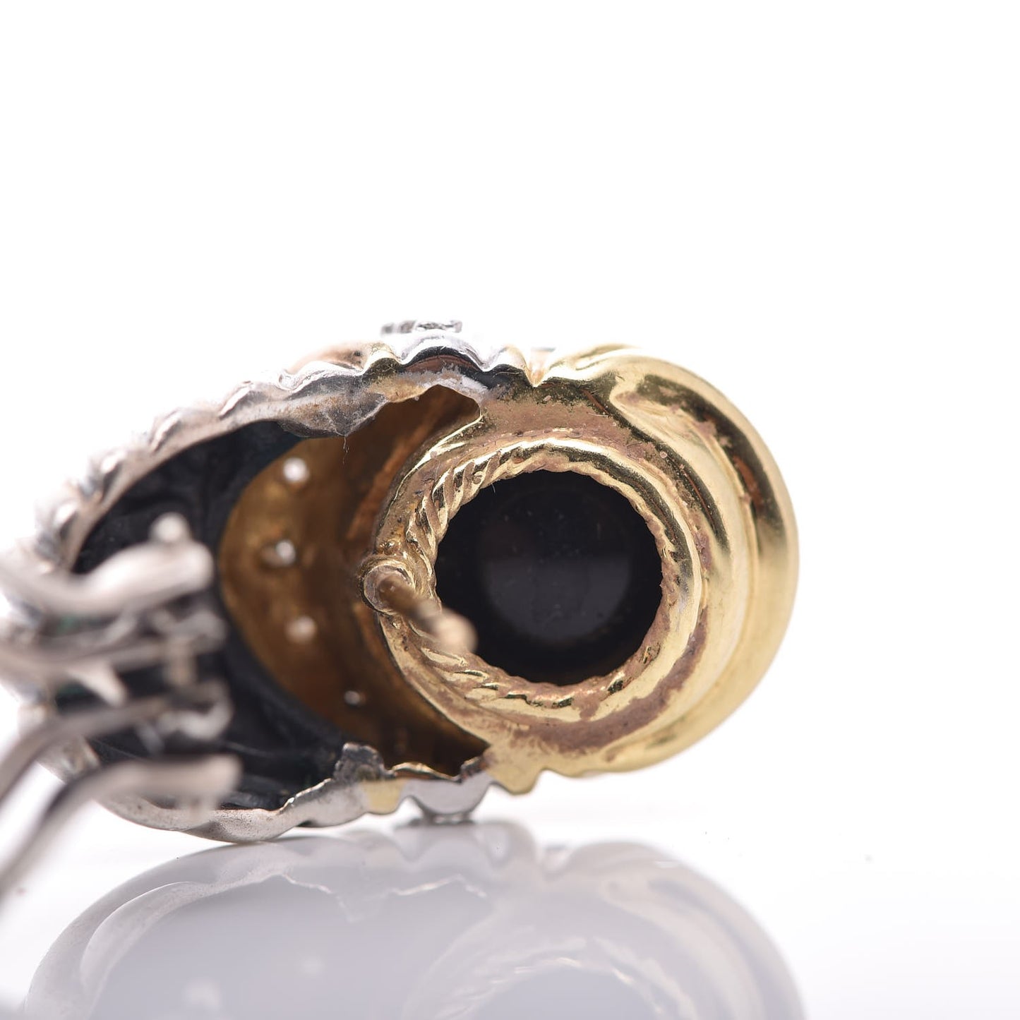 Sterling Silver 18K Yellow Gold Onyx Capri Shrimp Earrings