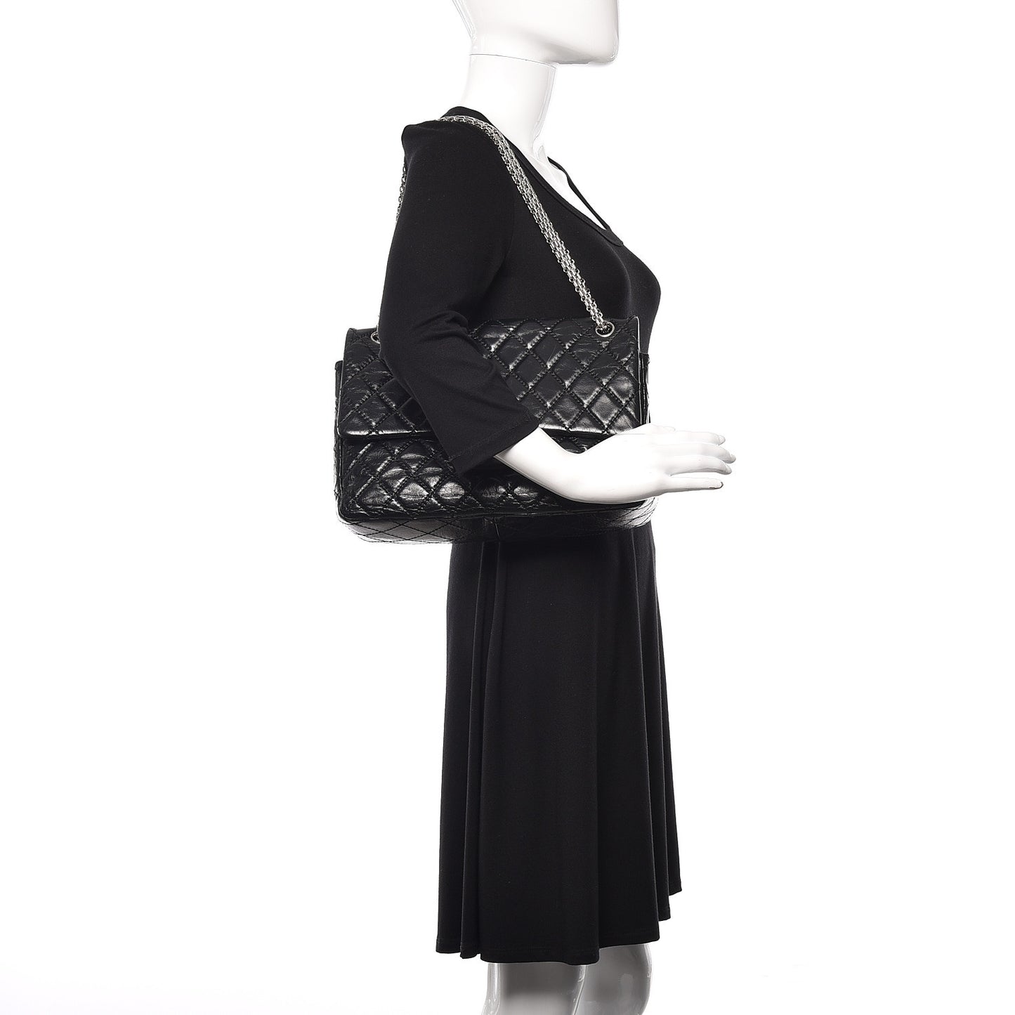 Glazed Calfskin Quilted Surpique 2.55 Reissue Black