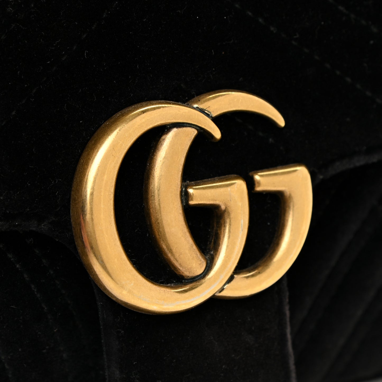 Velvet Matelasse Mini GG Marmont Shoulder Bag Black