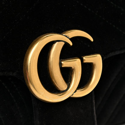 Gucci Velvet Matelasse Mini GG Marmont Shoulder Bag Black 11 of 19