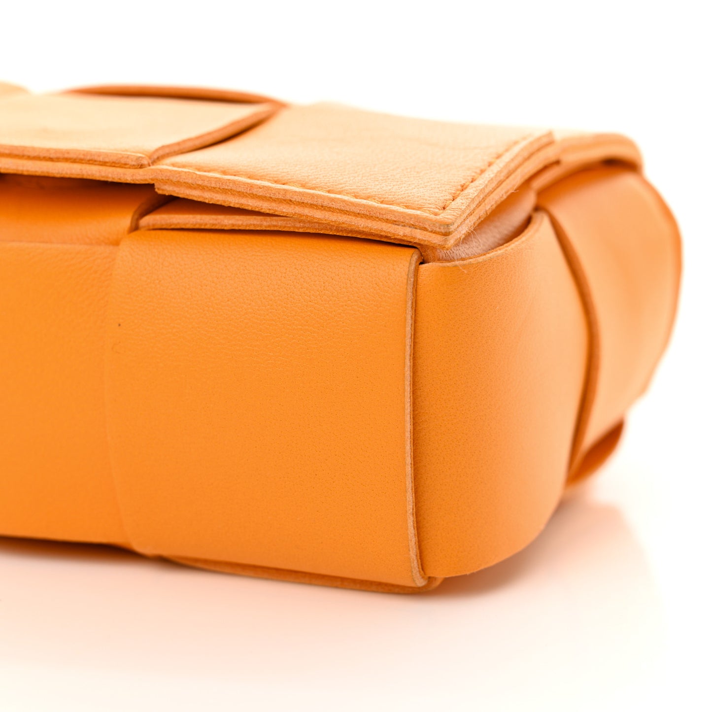 Lambskin Maxi Intrecciato Extra Mini Cassette Crossbody Bag Tangerine