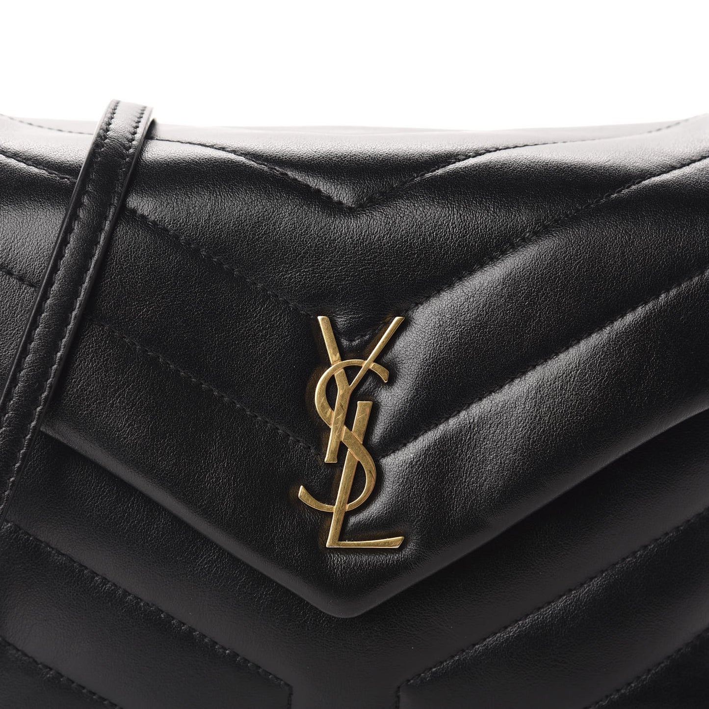Calfskin Y Quilted Monogram Toy Loulou Crossbody Bag Black