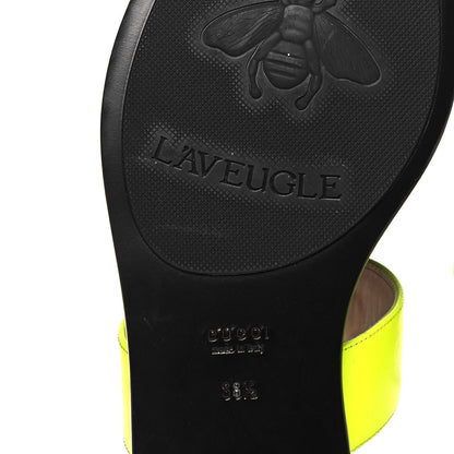 Gucci Calfskin GG Marmont Thong Sandals 38.5 Yellow Fluo 6 of 8
