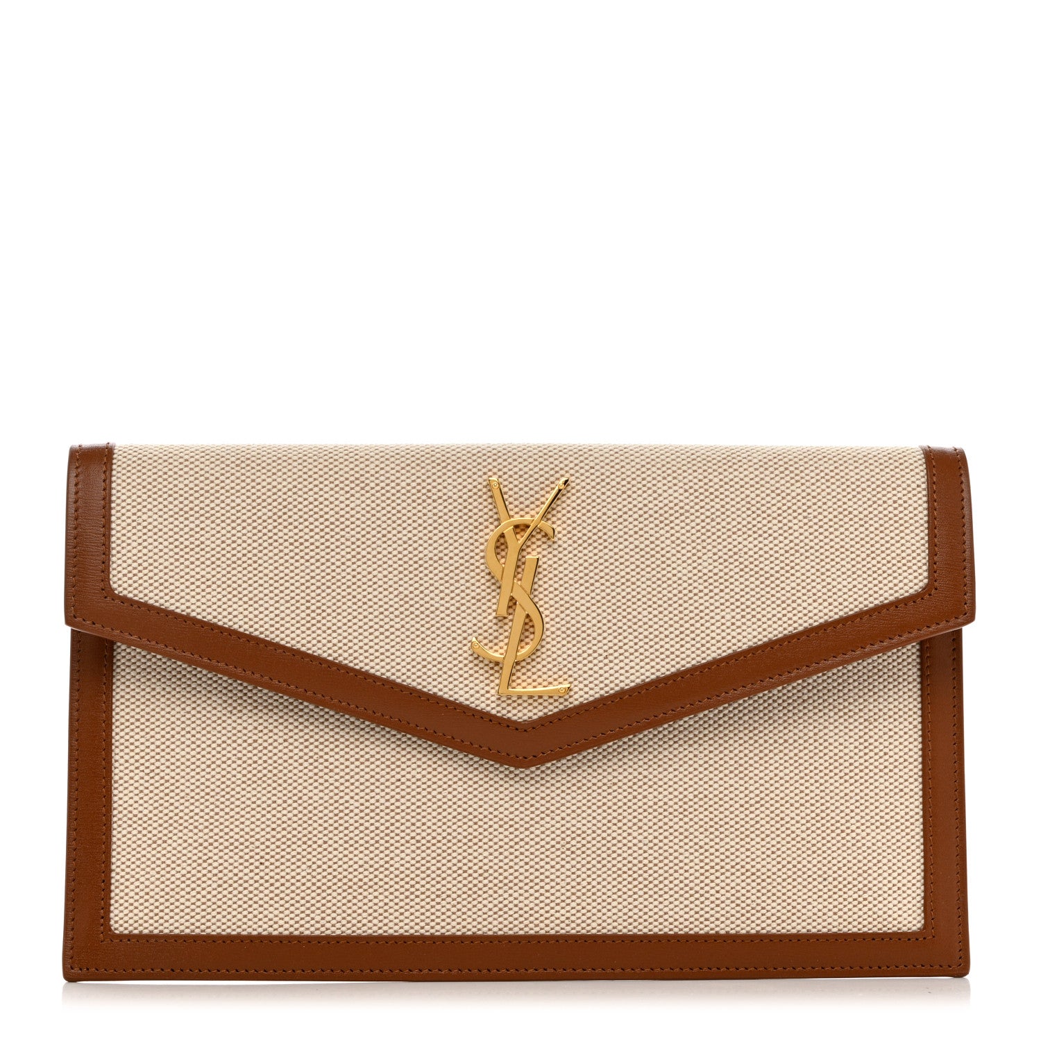 Saint Laurent Canvas Uptown Pouch Natural Beige Brick 1 of 8