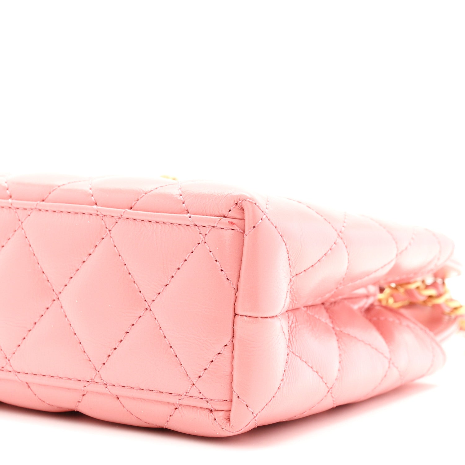 Chanel Shiny Aged Calfskin Quilted Nano Kelly Shopper Coral Pink 10 of 10