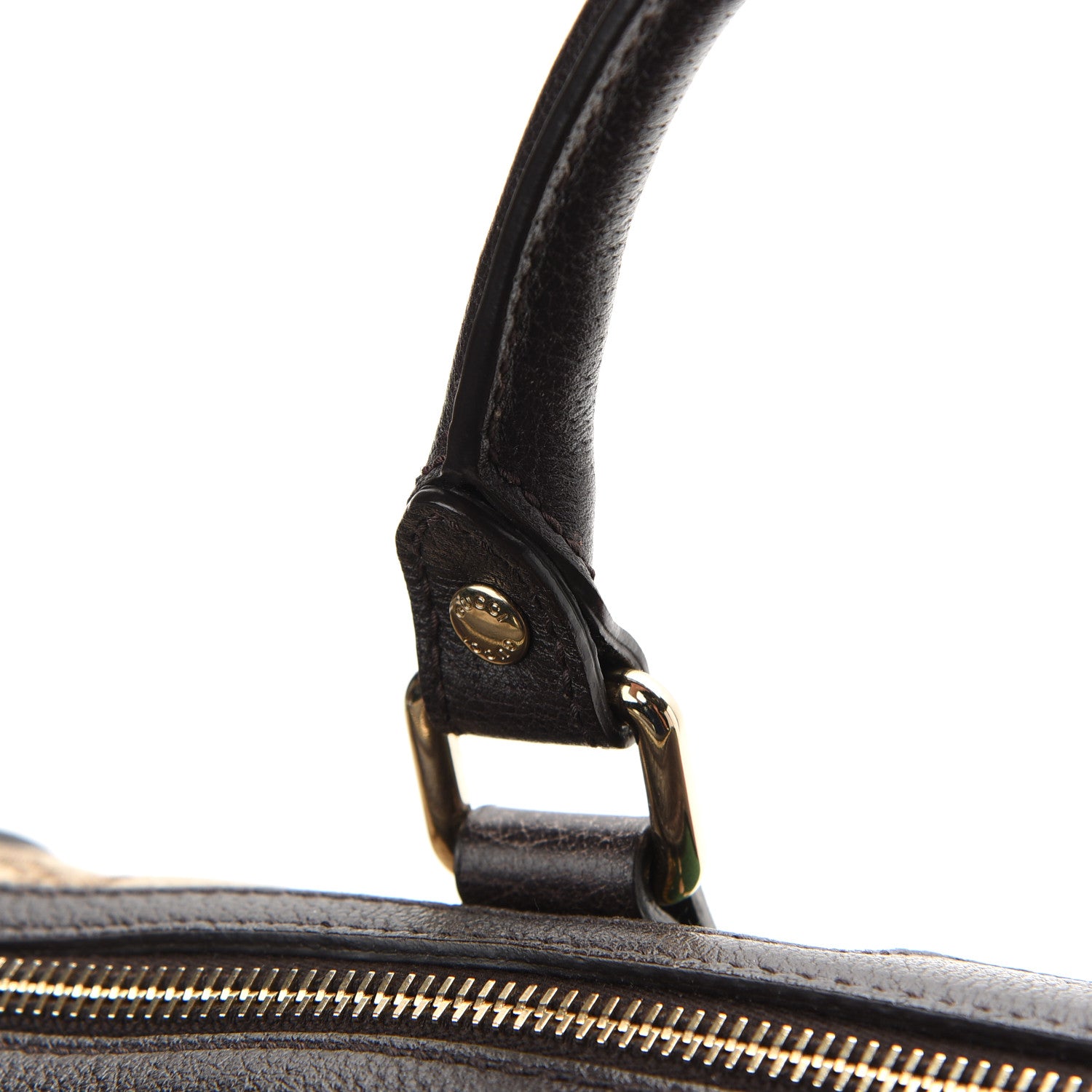 Gucci Monogram Vintage Web Medium Webby Bee Boston Dark Brown 10 of 13