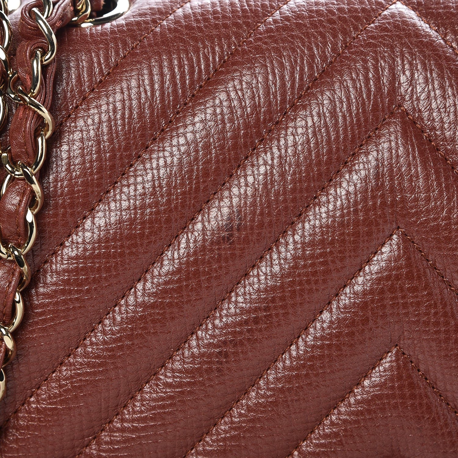 Chanel Metallic Calfskin Chevron Quilted Medium Statement Flap Brown 8 of 8