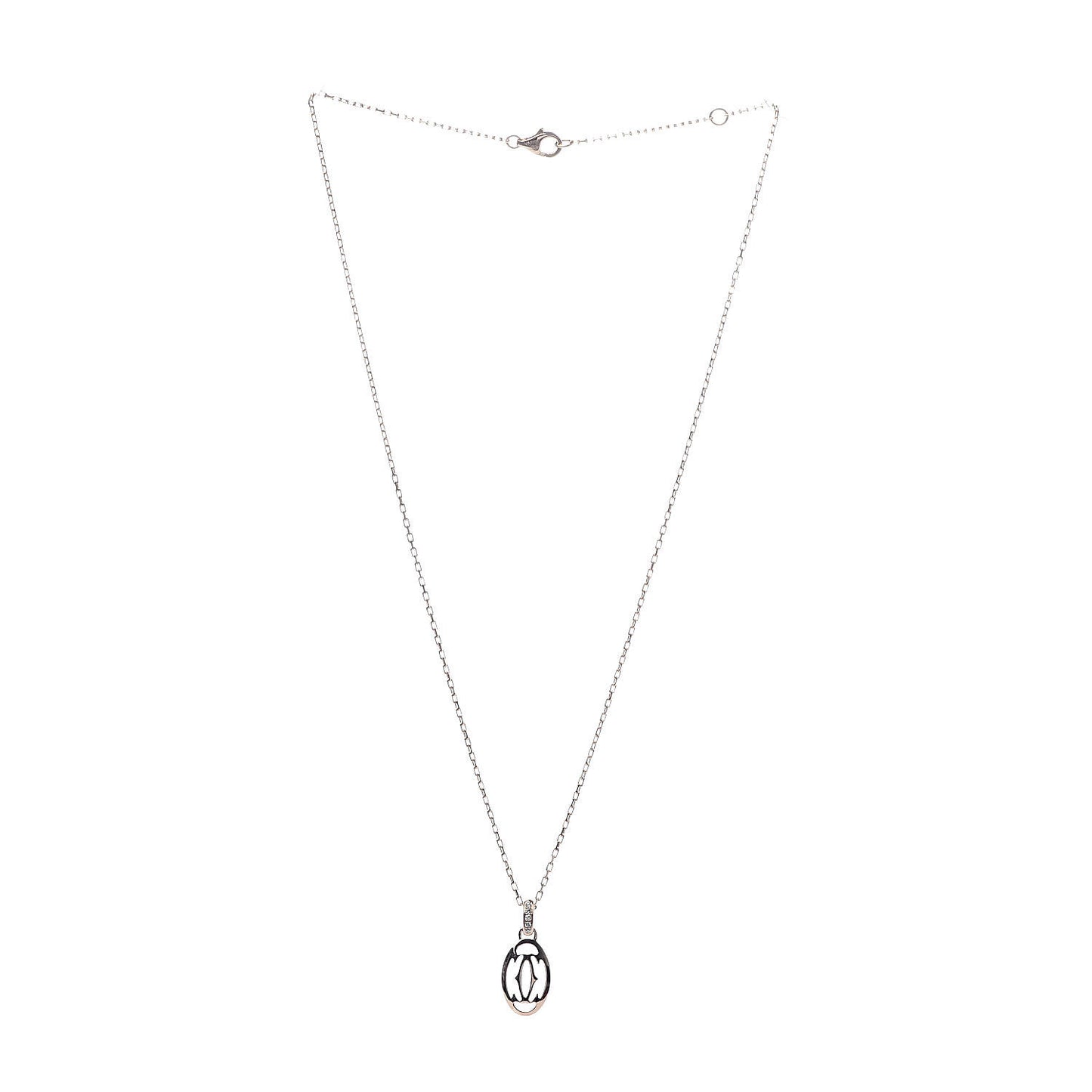 18K Pink Gold Diamond Logo Pendant Necklace