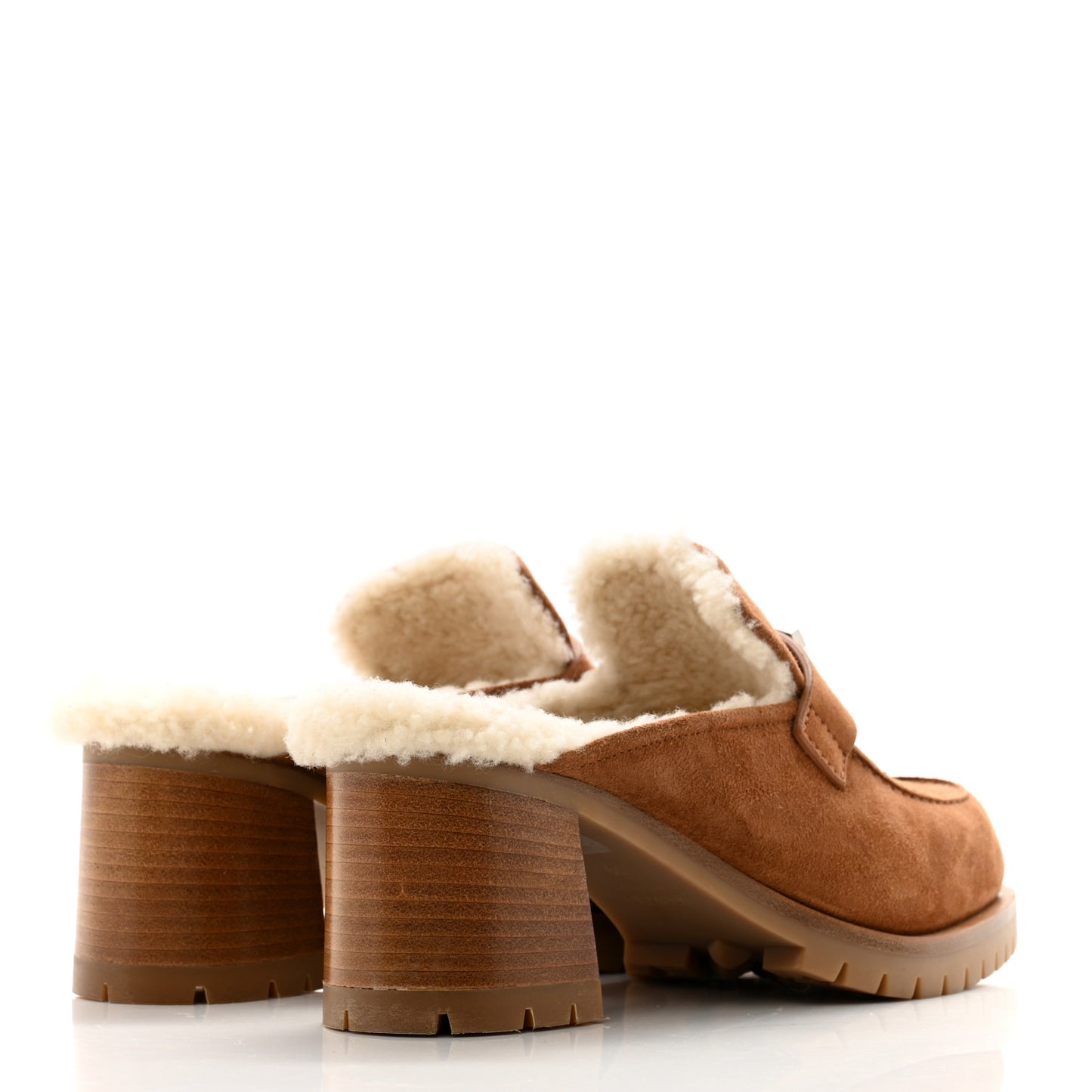 Suede Woolskin Goatskin Flore 60 Mules 39 Brun Amourette Ecru
