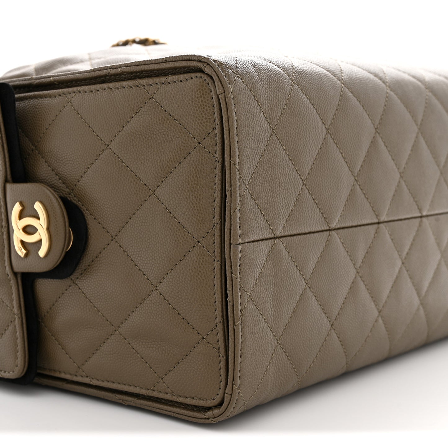 Caviar Quilted Medium Chanel 25 Handbag Dark Khaki