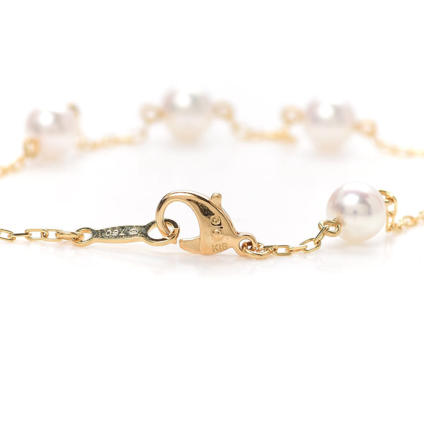 18K Yellow Gold Akoya Pearl 5mm Station Bracelet