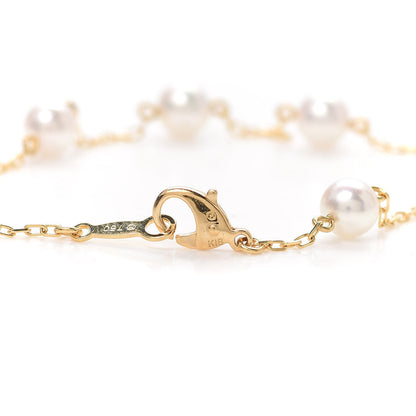 Mikimoto 18K Yellow Gold Akoya Pearl 5mm Station Bracelet 5 of 6