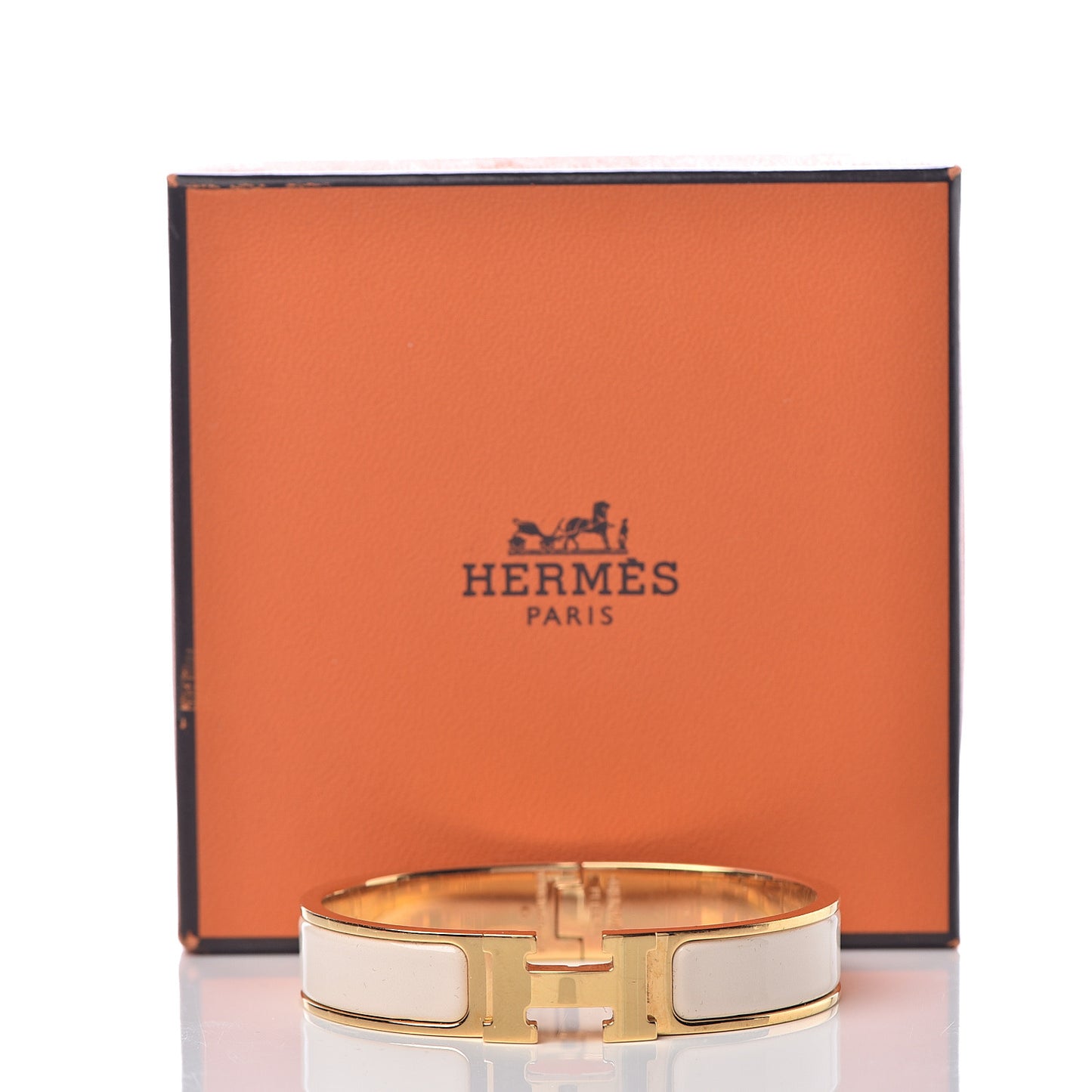 Enamel Narrow Clic Clac H Bracelet PM Craie